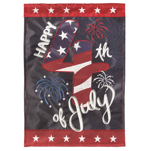 HAPPY 4TH OF JULY BURLAP HOUSE FLAG