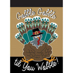 Gobble Gobble Turkey Applique Garden Flag