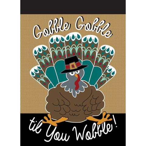 Gobble Gobble Turkey Applique Garden Flag