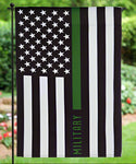 Military Thin Green Line Suede Garden Flag