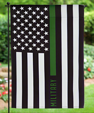 Military Thin Green Line Suede Garden Flag