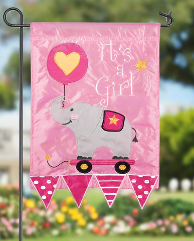 It's A Girl Elephant Garden Flag