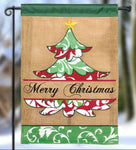 Christmas Tree Burlap Garden Flag