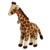 Standing Giraffe Plush with golden brown body and warm spots, perfect for animal collection and love.