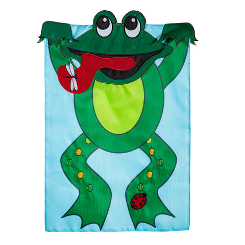 3D Hanging Frog Applique Garden Flag