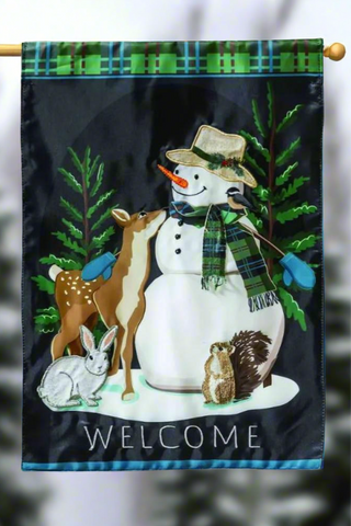 Woodland Snowman & Friends House Flag