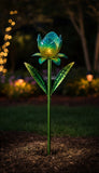 Decorative solar light shaped like a flower on a white background