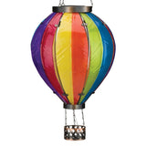 Rainbow XLG Hot Air Balloon Solar Lantern, vibrant multi-colored glass, flickering solar LED lights for outdoor magic.