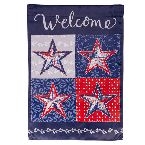 Red, White and Blue Stars Suede House Flag