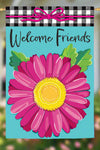 Welcome Friends Daisy Burlap House Flag