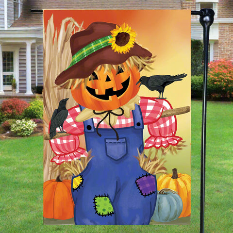 Jack The Scarecrow Burlap Garden Flag