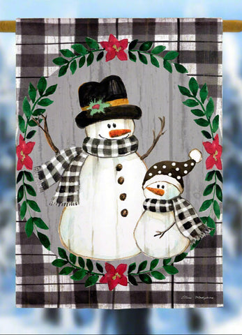 Country Snowmen Moire House Flag