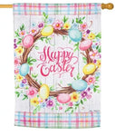 Easter Floral Wreath Suede House Flag