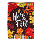 Hello Fall Plaid Suede House Flag