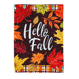 Hello Fall Plaid Suede House Flag