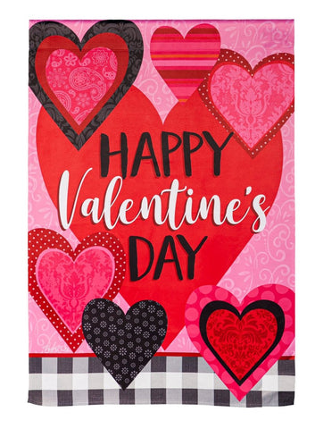 Patterned Valentine Hearts Suede House Flag