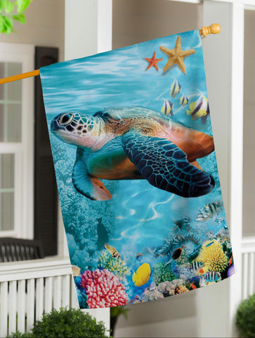 Sea Turtle Suede House Flag