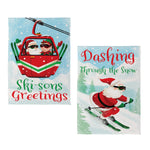 Christmas Skiing Reversible Suede House Flag