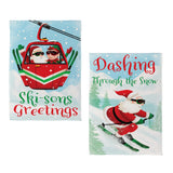 Christmas Skiing Reversible Suede House Flag