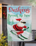 Christmas Skiing Reversible Suede House Flag