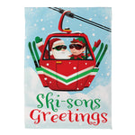 Christmas Skiing Reversible Suede House Flag