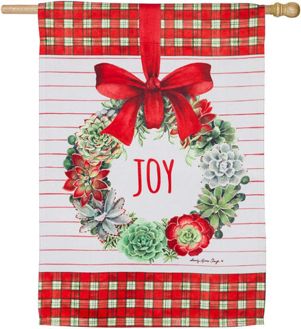 Holiday Succulents Wreath House Flag