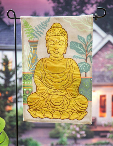 Budda Burlap Garden Flag