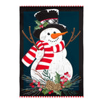 Holly Snowman Burlap Garden Flag