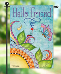 Hello Friend Burlap Garden Flag