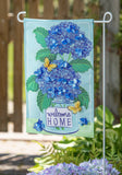 Welcome Home Hydrangeas Burlap Garden Flag