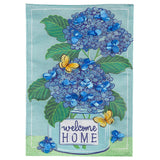 Welcome Home Hydrangeas Burlap Garden Flag