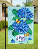 Welcome Home Hydrangeas Burlap Garden Flag