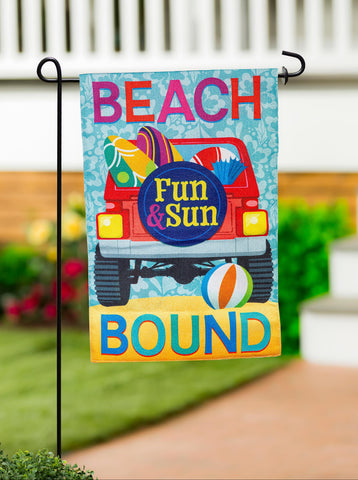 Beach Bound Burlap Garden Flag