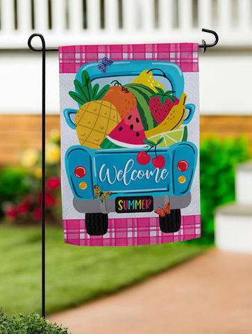 Fruity Truck Burlap Garden Flag