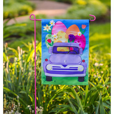 Easter Egg Truck Burlap Garden Flag