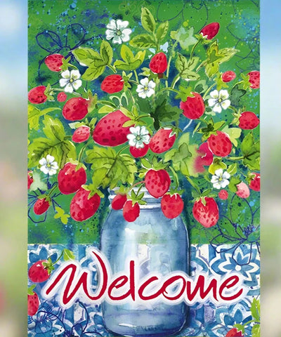 Strawberry Bouquet Textured Garden Flag