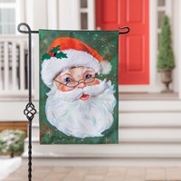 Merry Santa Linen Textured Garden Flag