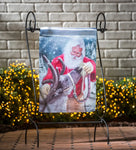 Santa and His Reindeer Lustre Garden Flag