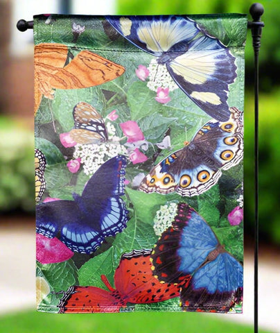 Hello Butterflies Lustre Garden Flag