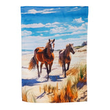 Horses on the Beach Suede Garden Flag