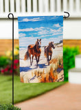 Horses on the Beach Suede Garden Flag