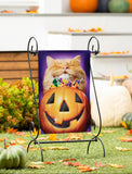 Cat Jack O'Lantern Pumpkin Teeth Suede Garden Flag
