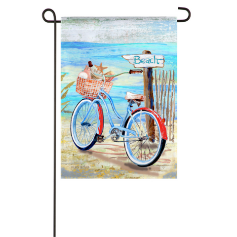 "Beach Bicycle" Suede Garden Flag