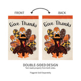 Give Thanks Patterned Turkey Applique House Flag