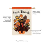 Give Thanks Patterned Turkey Applique House Flag