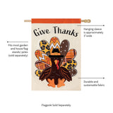 Give Thanks Patterned Turkey Applique House Flag
