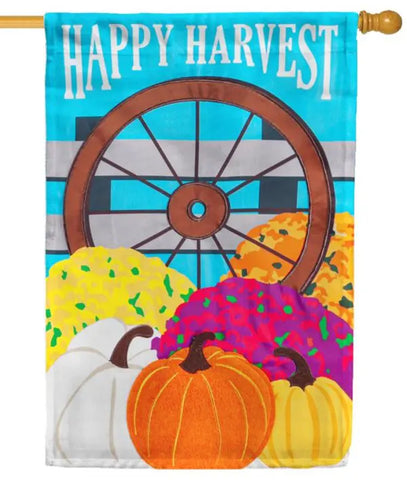 Happy Harvest Wagon House Flag