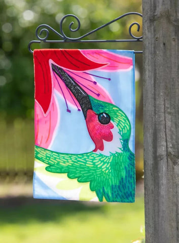 Big hummingbird Applique Garden Flag