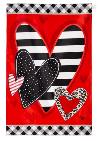 Patterned Heart Applique House Flag