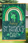 Rainbow and Shamrocks Applique House Flag